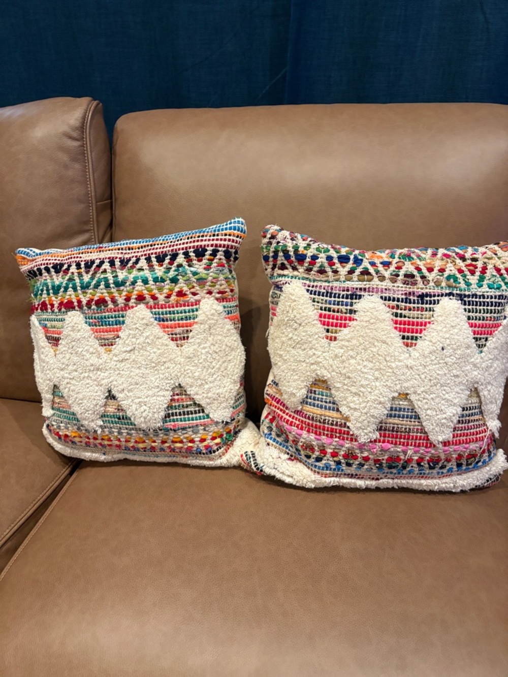 Multicolor Geometric Tufted Throw Pillow - Boho Accent